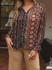 Milan Kiss Bluzka w kolorze czarno-brązowym rozmiar: M. Brązowe bluzki Milan Kiss, m, bez wzorów, bez kołnierzyka, bez ramiączek. Za 130.99 zł.