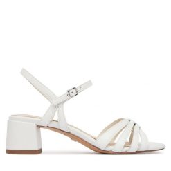 Sandały Tamaris. Białe sandały Tamaris, bez wzorów, bez obcasa, na słupku, bez zapięcia. Za 329.99 zł.