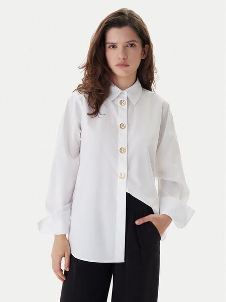 KARL LAGERFELD Koszula B1W11012 Biały Regular Fit. Białe koszule KARL LAGERFELD, bez wzorów, z bawełny, biznesowe, bez kołnierzyka, bez ramiączek. Za 849.99 zł.