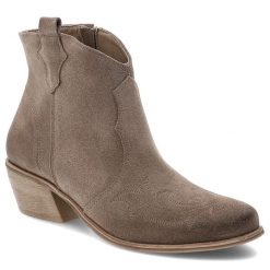Beżowe Botki Armodo Stylowe Kowbojki Damskie. Brązowe botki Armodo, bez wzorów, z jeansu, bez obcasa, na obcasie, bez zapięcia. Za 348.99 zł.