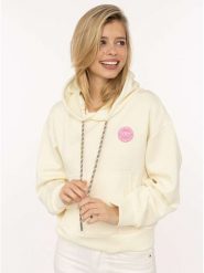 Zwillingsherz Bluza "Good Vibes Only Patch" w kolorze kremowym rozmiar: L/XL. Brązowe bluzy Zwillingsherz, l, bez wzorów, z kapturem. Za 180.49 zł.