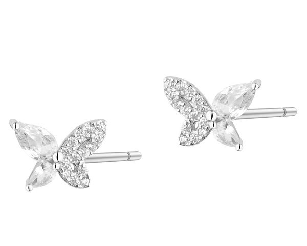 Kolczyki srebrne z cyrkoniami - motyle. Szare kolczyki Apart, z cyrkonią, srebrne. Za 79.00 zł.