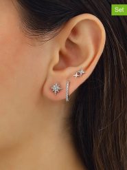 Miu Silver Srebrne kolczyki (3 szt.) z cyrkoniami rozmiar: onesize. Szare kolczyki Miu Silver, z cyrkonią, srebrne. Za 118.01 zł.