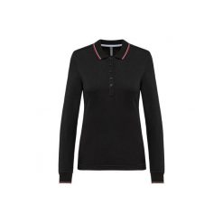 Damska koszulka polo pique z długim rękawem Kariban. Czarne bluzki KARIBAN, bez wzorów, bez kołnierzyka, bez ramiączek. Za 163.00 zł.