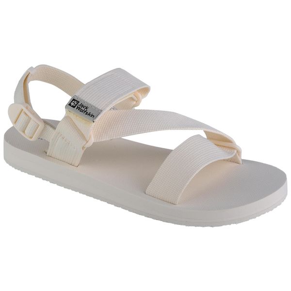 Sandały damskie, Jack Wolfskin Urban Entdeckung Belt Sandal W. Białe sandały Jack Wolfskin, bez wzorów, z gumy, sportowe, bez obcasa, bez zapięcia. Za 332.00 zł.