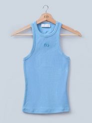 LeGer Top "Dena" w kolorze błękitnym rozmiar: 34. Niebieskie koszulki sportowe LeGer, bez wzorów, bez ramiączek. Za 100.28 zł.