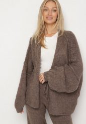 Jasnobrązowy Nietoperzowy Kardigan Bez Zapięć z Domieszką Wełny i Wiskozy Rallisa. Brązowe kardigany Born2be, uniwersalny, bez wzorów, z jeansu. Za 159.99 zł.