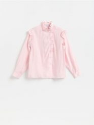 Koszula z lyocellem - pastelowy róż. Czerwone koszule Reserved, l, bez wzorów, z lyocellu, bez kołnierzyka, bez ramiączek. Za 149.99 zł.