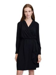 CARTOON Sukienka w kolorze czarnym rozmiar: 44. Czarne sukienki Cartoon, bez wzorów, bez kołnierzyka, bez ramiączek, midi, kopertowe. Za 153.34 zł.