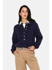 ASSUILI Sweter w kolorze granatowym rozmiar: 38. Niebieskie swetry Assuili, bez wzorów, z kaszmiru, bez ramiączek. Za 158.47 zł.