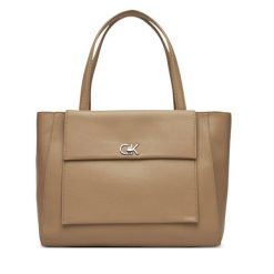 Torebka Calvin Klein. Brązowe shopper Calvin Klein, bez wzorów, bez dodatków. Za 349.99 zł.