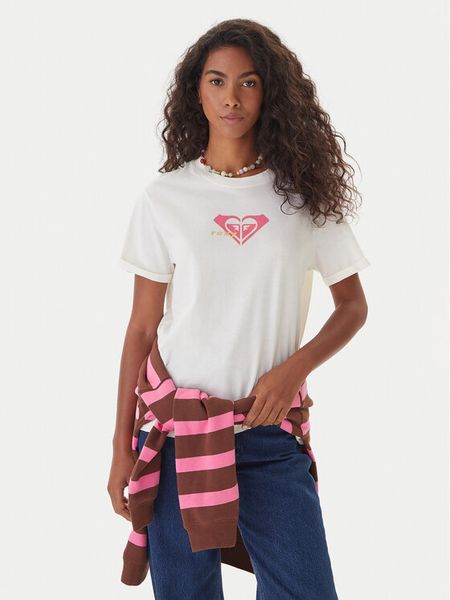 Roxy T-Shirt Oceanregular ERJZT06078 Écru Regular Fit. T-shirty Roxy, l, bez wzorów, z bawełny, bez kołnierzyka, bez ramiączek. Za 49.99 zł.