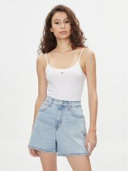 Tommy Jeans Body Essential DW0DW17993 Biały Slim Fit. Białe body Tommy Jeans, l, bez wzorów, z bawełny. Za 99.99 zł.