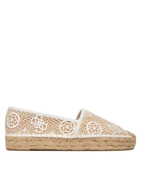 Guess Espadryle FLJOEN FAL14 Biały. Białe espadryle Guess, z aplikacjami, z syntetyku, bez obcasa, bez zapięcia. Za 344.99 zł.