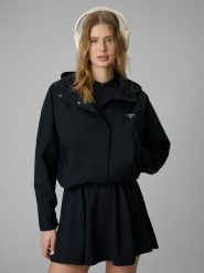 4F Kurtka przejściowa damska - czarna M. Czarne kurtki 4f, m, bez wzorów, z materiału, bez kaptura. Za 349.99 zł.