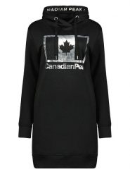 Canadian Peak Sukienka dresowa w kolorze czarnym rozmiar: M. Czarne sukienki Canadian Peak, na co dzień, m, bez wzorów, z dresówki, bez kołnierzyka, bez ramiączek, midi, proste. Za 88.02 zł.