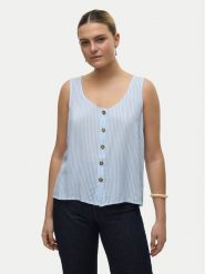 Vero Moda Top Bumpy 10325830 Błękitny Standard Fit. Niebieskie topy Vero Moda, s, bez wzorów, z wiskozy, bez kołnierzyka, bez ramiączek. Za 59.99 zł.