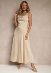 Beżowa Taliowana Sukienka Vices Wiązana przy Karku Zinvea. Brązowe sukienki Renee, na co dzień, l, bez wzorów, eleganckie, bez kołnierzyka, bez ramiączek, maxi, kopertowe. Za 109.99 zł.