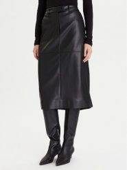 Calvin Klein Spódnica z imitacji skóry LV044D651G Czarny Regular Fit. Czarne spódnice Calvin Klein, bez wzorów, ze skóry. Za 519.99 zł.