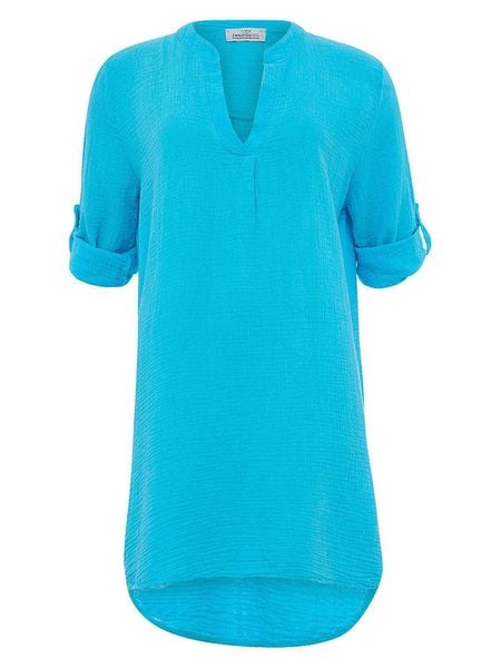 Zwillingsherz Tunika w kolorze turkusowym rozmiar: onesize. Niebieskie tuniki Zwillingsherz, bez wzorów, z bawełny, bez kołnierzyka, bez ramiączek. Za 124.95 zł.