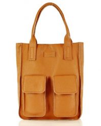 Shopper bag camelowy MARCO MAZZINI s131g. Shopper bez wzorów, ze skóry, na ramię, bez dodatków. Za 322.05 zł.