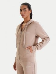 Guess Bluza W6RQ12 KBYE2 Beżowy Regular Fit. Brązowe bluzy Guess, xs, z aplikacjami, z syntetyku, bez kaptura. Za 479.99 zł.