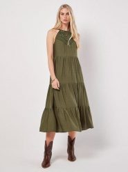 Apricot Sukienka w kolorze khaki rozmiar: XL. Brązowe sukienki Apricot, na co dzień, xl, bez wzorów, z koronki, bez kołnierzyka, bez ramiączek, maxi, proste. Za 86.99 zł.