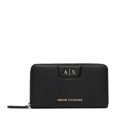 Portfel Armani Exchange. Czarne portfele Armani Exchange, bez wzorów. Za 404.99 zł.