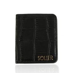 Skórzany elegancki portfel damski Solier SW51 czarny. Czarne portfele bez wzorów, ze skóry. Za 85.00 zł.