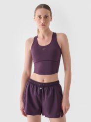 4F Crop top treningowy szybkoschnący damski - fioletowy XL. Fioletowe koszulki sportowe 4f, bez wzorów, z dzianiny, bez ramiączek, na fitness i siłownię. W wyprzedaży za 49.99 zł.