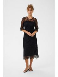 Kaffe Sukienka w kolorze czarnym rozmiar: 38. Czarne sukienki Kaffe, bez wzorów, z koronki, bez kołnierzyka, bez ramiączek, midi. Za 130.99 zł.