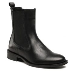 Sztyblety GINO ROSSI. Czarne botki Gino Rossi, bez wzorów, bez obcasa, na płaskiej podeszwie, bez zapięcia. Za 196.99 zł.