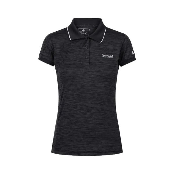Damska koszulka polo Regatta Remex II Active. Szare bluzki Regatta, na lato, bez wzorów, z materiału, bez kołnierzyka, bez ramiączek. Za 39.99 zł.