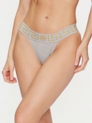 Versace Stringi AUD01042 Szary. Szare stringi VERSACE, bez wzorów, z bawełny. Za 169.99 zł.