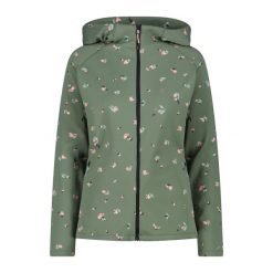 Damska kurtka wodoodporna CMP 4-way. Zielone kurtki sportowe CMP, bez wzorów, z softshellu, bez kaptura, trekkingowe. Za 353.95 zł.