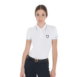 Damska slim polo do jeździectwa konkursowego Equestro. Białe koszulki polo EQUESTRO, xl, bez wzorów, z materiału, bez kołnierzyka, bez ramiączek. Za 207.90 zł.