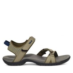 Sandały Teva. Brązowe sandały Teva, bez wzorów, sportowe, bez obcasa, bez zapięcia. Za 249.99 zł.