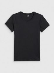 4F T-shirt slim gładki damski - czarny XS. Czarne t-shirty 4f, xs, bez wzorów, z bawełny, bez kołnierzyka, bez ramiączek. Za 49.99 zł.