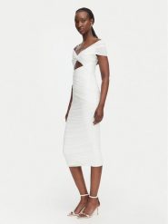 Bardot Sukienka koktajlowa Priah 60152DB Kremowy Slim Fit. Białe sukienki Bardot, bez wzorów, z syntetyku, wizytowe, bez kołnierzyka, bez ramiączek. Za 639.99 zł.