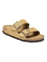 Birkenstock Skórzane klapki "Arizona" w kolorze beżowym rozmiar: 37. Brązowe klapki Birkenstock, bez wzorów, ze skóry, z otwartym noskiem, bez obcasa. Za 350.26 zł.