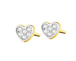 Kolczyki z żółtego złota z diamentami - serca - 0,03 ct - próba 585. Żółte kolczyki Apart, z diamentem, złote. Za 1,059.00 zł.