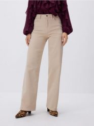 Jeansy wide leg - kremowy. Białe jeansy Reserved, bez wzorów. Za 139.99 zł.