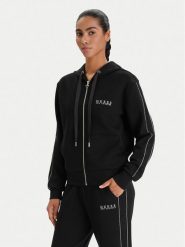 Guess Bluza W6RQ12 KBYE2 Czarny Regular Fit. Czarne bluzy Guess, xxl, z aplikacjami, z syntetyku, bez kaptura. Za 479.99 zł.