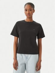 Tommy Hilfiger T-Shirt WW0WW49646 Czarny Boxy Fit. Czarne t-shirty TOMMY HILFIGER, m, bez wzorów, z bawełny, bez kołnierzyka, bez ramiączek. Za 249.99 zł.
