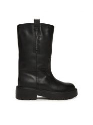 Tommy Jeans Botki Tjw Leather Mid Tubular Boot EN0EN02834 Czarny. Czarne botki Tommy Jeans, bez wzorów, z jeansu, bez obcasa, na płaskiej podeszwie, bez zapięcia. Za 849.99 zł.
