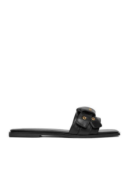 Badura Klapki EO-ANDI-V2230-63 Czarny. Czarne klapki Badura, bez wzorów, ze skóry, bez obcasa. Za 213.99 zł.