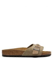 Birkenstock Klapki Oita Braided 1026730 Brązowy. Brązowe klapki Birkenstock, bez wzorów, ze skóry, bez obcasa. Za 459.99 zł.