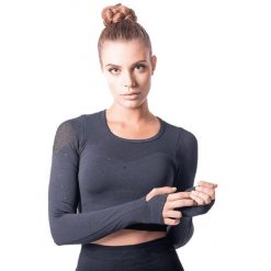 Bezszwowy sportowy top 3D. Czarne koszulki sportowe Anaissa, bez wzorów, z elastanu, bez ramiączek, na fitness i siłownię. Za 150.00 zł.