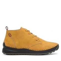 Botki Rieker. Botki Rieker, bez wzorów, bez obcasa, na płaskiej podeszwie, bez zapięcia. Za 329.99 zł.