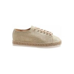 Żółte Złote espadryle sznurowane 831-1. Żółte espadryle ButyModne, z aplikacjami, bez obcasa, bez zapięcia. Za 74.49 zł.